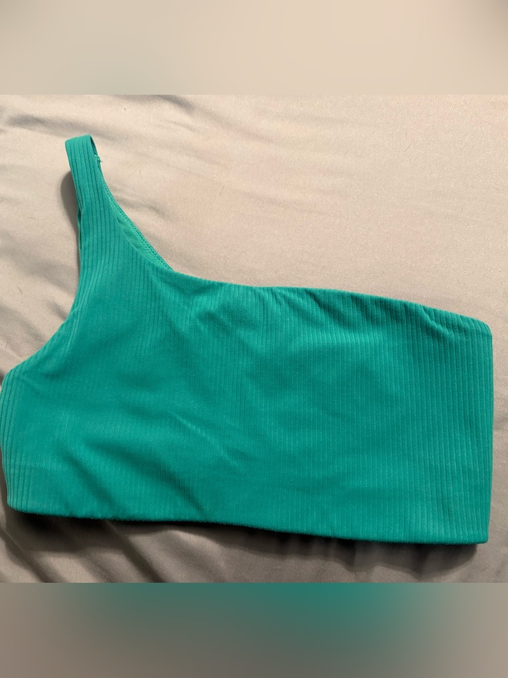 lululemon athletica One-Shoulder Ribbed Crop in Teal-Green